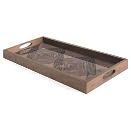 [Disponible jusqu’à épuisement de stock] Walnut Linear Squares glass tray - rectangular - M