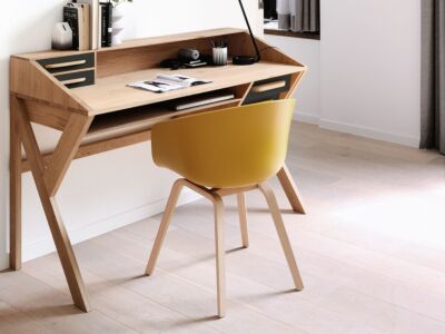 Bureau Origami en chêne - 5 tiroirs - noir