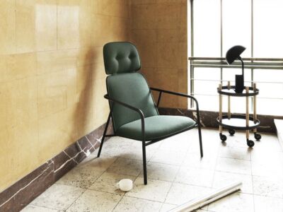 Pad Lounge Chair High Black Steel