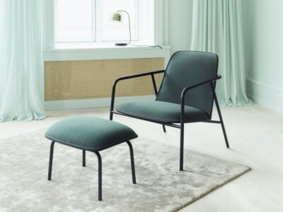 Pad Footstool Black Steel