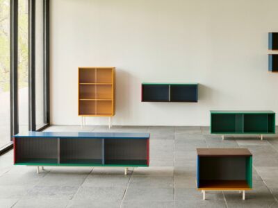 Colour Cabinet Tall / Floor Yellow Glass Doors