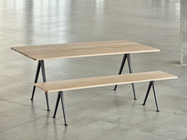 5_Pyramid Bench 12 L190xW40xH46 Top matt lacquered oak Frame black_Pyramid Table 02 L190xW85xH74 Top matt lacquered oak Frame black.jpg