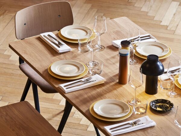 5_Result Chair wb lacquer oak back Canvas 356 seat uph black base_Pyramid Table 02 matt lacquer oak black frame_Pyramid Bench matt lacquer oak black frame_PC Portable black.jpg