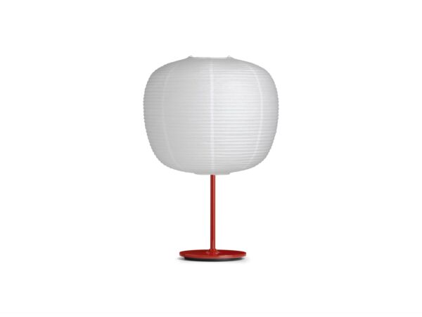 2_z9452113009000_Common Table lamp base signal red steel stem and signal red base_Peach shade.jpg