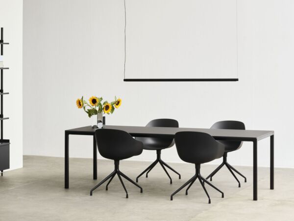 5_AAC 220 black 2.0 shell black base_T12 Table black_Factor Linear Suspension Lamp 1500 soft black_Pier System 122 PS black powder coated steel black anodised profiles.jpg