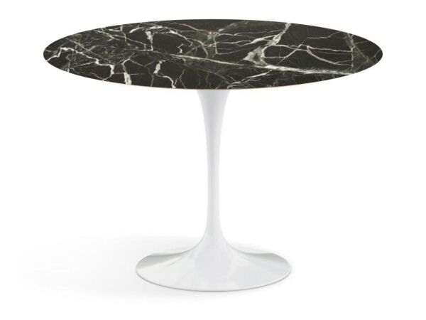 Tulip Dining White Round Table With Black Chairs Saarinen Tulip