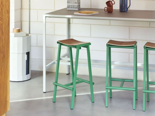 5_Taburete 8 Bar Stool H75 wb lacquered oak veneer seat soft jade powder coated base_Brim Pendant 245 smoked grey glass.jpg