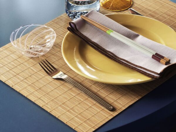 5_Bamboo Place Mat natural_Colour Sticks multi_Tint Wine Glass pink and yellow_Flare Stripe light blue with white.jpg