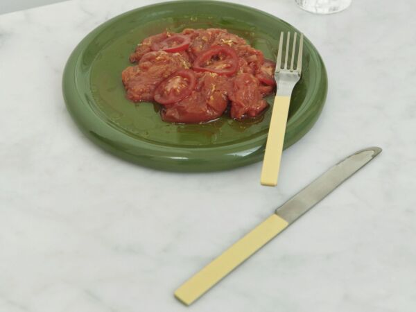 5_Barro Plate 18 set of 2 green_Rim Glass set of 2 clear with black rim_MVS Cutlery set of 4 yellow.jpg