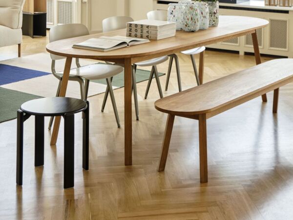 5_Triangle Leg Table L200xW85xH74 oiled oak_Triangle Leg Bench L200xW40xH46 oiled oak_Rey Stool deep black wb lacquer beech.jpg