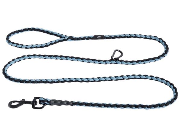 2_hay dogs leash adjustable braided m l blue black.jpg