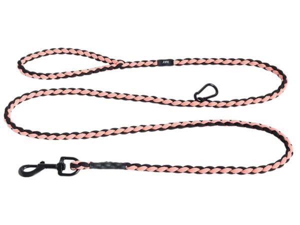 2_hay dogs leash adjustable braided m l pink black.jpg