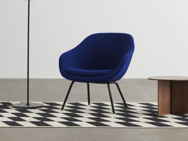 5_seat cushion and black powder coated steel base_Common Floor Lamp base soft black steel stem and soft black steel base_Shift Kelim Rug black.jpg