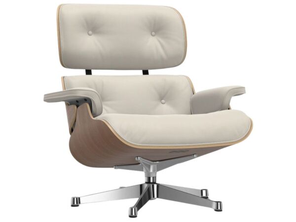 Eames Lounge Chair noyer pigmenté blanc Vitra Fauteuil lourd