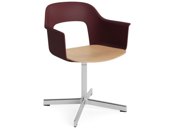 2_AF295-F350-AA51-01UF_Layout Armchair 232_polished alu 4 star swivel base_bordeaux shell_wb lacq oak seat.jpg