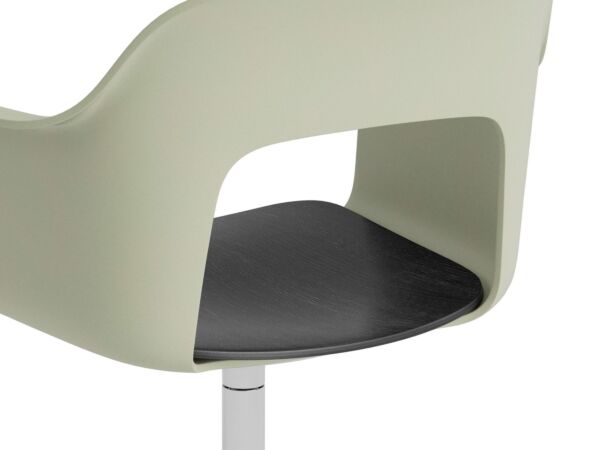 2_zAF295-F361-AA51-01UF_Layout Armchair 232_polished alu 4 star swivel base_pastel green shell_black wb lacq oak seat_detail.jpg