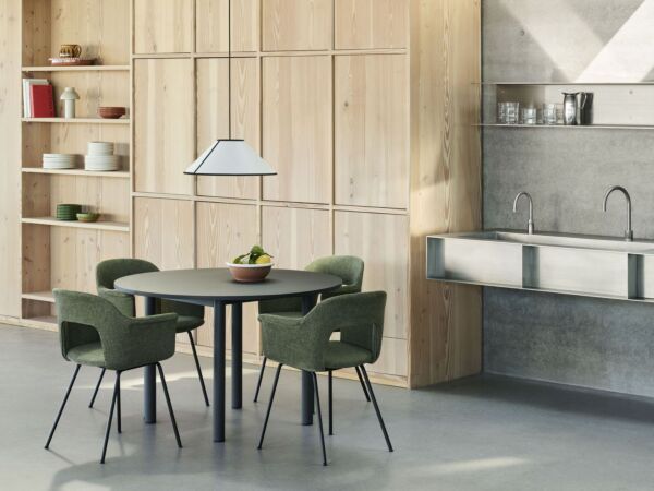 5_Layout Armchair 214 Overlap 11 black steel base_Annex Table Round black wb lacquered oak frame dark grey linoleum tabletop_Ava Cone Pendant 500 white 01.jpg