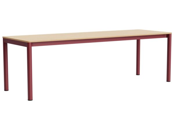 2_AF208-F299-AT16_Annex Table Flush barn red  alu legs and apron L240 x W80 x H75 wb lacq oak tabletop.jpg