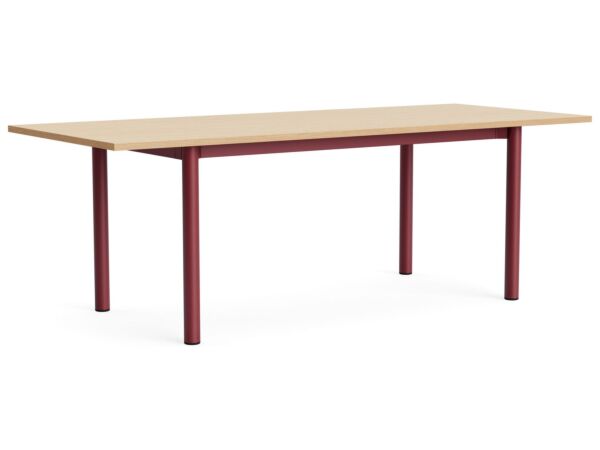 2_AF221-F306-AT16_Annex Table Overhang barn red  alu legs and apron L220 x W90 x H75 wb lacq oak tabletop.jpg