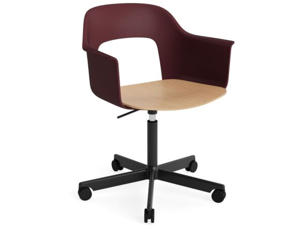 2_AF308-F350-AA51-01UF_Layout Armchair 242_black alu 5 star swivel wheel base_bordeaux shell_wb lacq oak seat.jpg