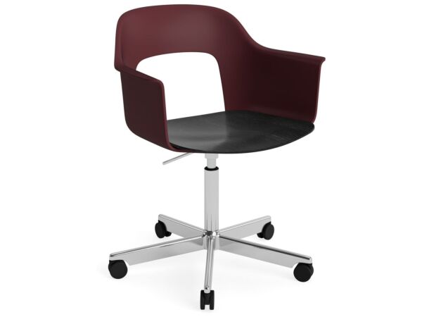 2_AF309-F352-AA51-01UF_Layout Armchair 242_polished alu 5 star swivel wheel base_bordeaux shell_black oak seat.jpg