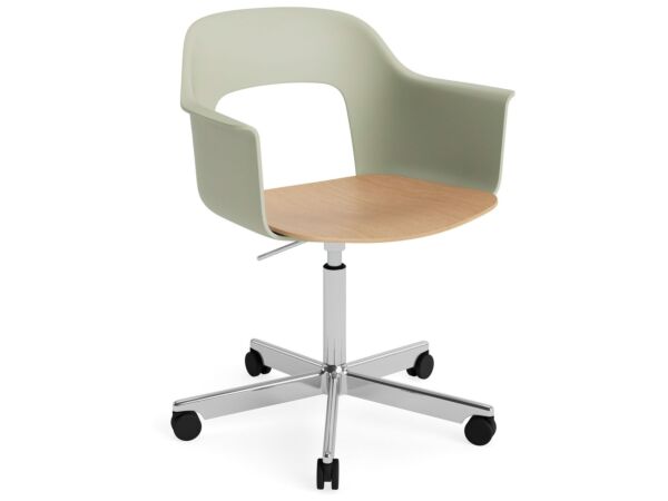 2_AF309-F359-AA51-01UF_Layout Armchair 242_polished alu 5 star swivel wheel base_pastel green shell_wb lacq oak seat.jpg