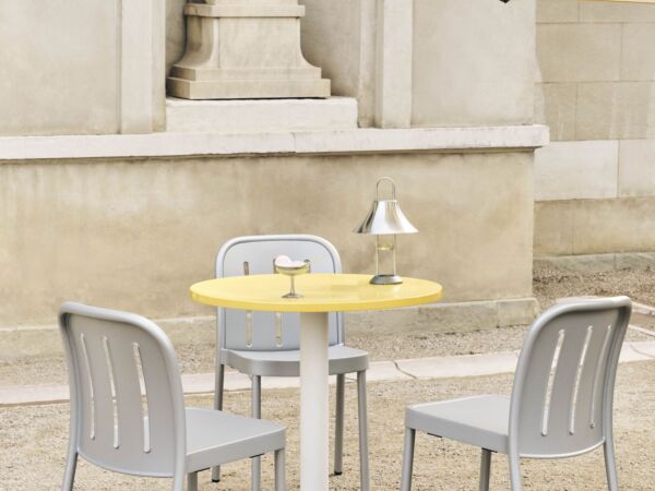 5_Deville Chair silver grey_Ceramic Table bright yellow_Italian Dessert Cup_Mousqueton Portable stainless steel.jpg