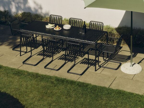 5_Palissade Cantilever Chair_Armchair_Table L220 anthracite_Terrazza Parasol Hexagon green and dark green_Terrazza Parasol Base.jpg