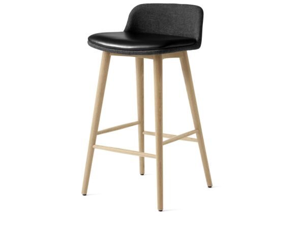 1_Rely Counter Stool HW122 Low back MIX Fully & seat upholstered Lacquered oak base Plastic gliders HR foam Shell Remix 0198 Seat Elmosoft Leather 99999 Black_1.jpg