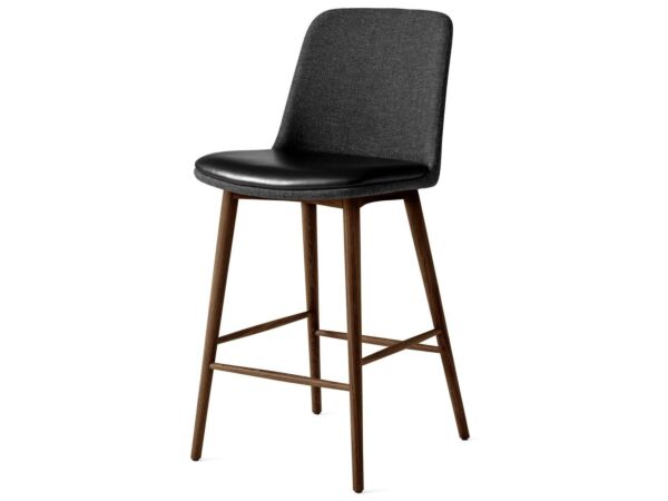 1_Rely Counter Chair HW132 High back MIX Fully & seat upholstered Lacquered walnut base Plastic gliders HR foam Shell Remix 0198 Seat Elmosoft Leather 99999 Black_1.jpg