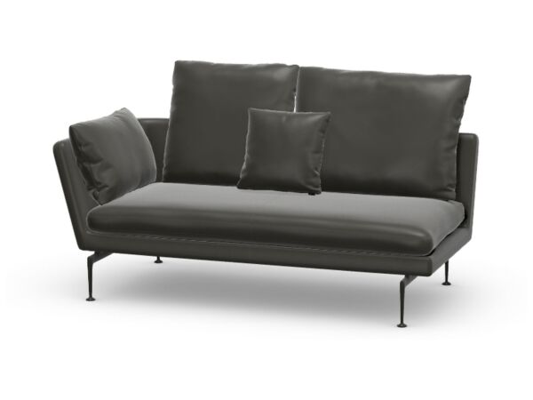 2_Vitra_Suita_2 Seater Ouvert_coussins_pointus_Cuir L20 gris umbra noir gauche.jpg