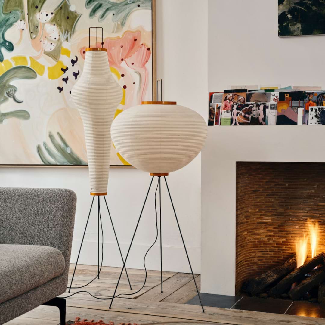 moodboard luminaires blanc papier akari lampadaires