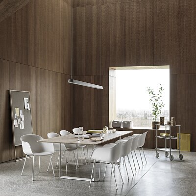 Fiber-armchair-white-tube-70-70-solid-oak-white-295x108-linear-pendant-grey-169-flow-trolley-raise-muuto
